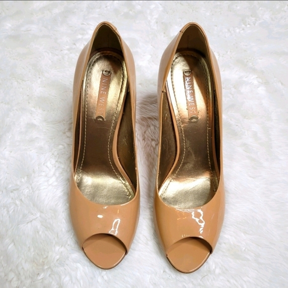NINE WEST Nude Open Toe High Heels - Picture 13 of 13